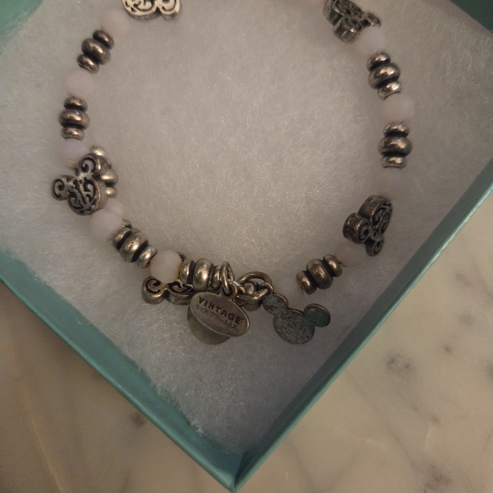 Alex And Ani Mouse Motif Silver and Pink Charm Bracelet - Picture 3 of 4